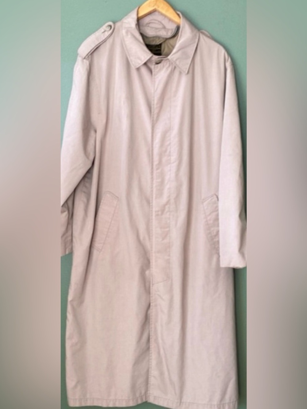 Eddie Bauer khaki full length rain coat, Size L